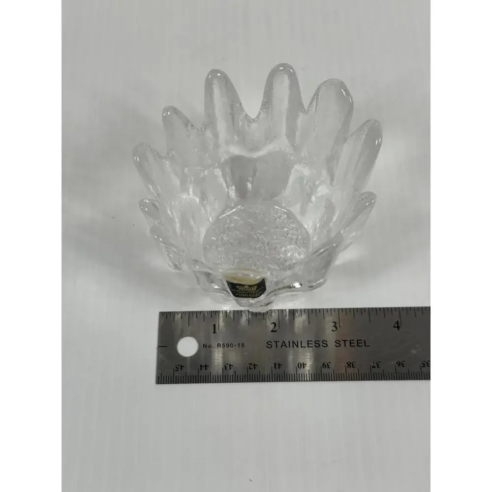 Vintage Sweden Royal Krona Candle Holder Crystal Rustic Ice Style Bengt Edenfalk